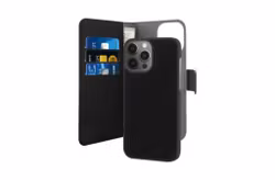 📱 iPhone 13 Pro – EcoLeather Wallet Fodral med Avtagbart Skal (Svart)