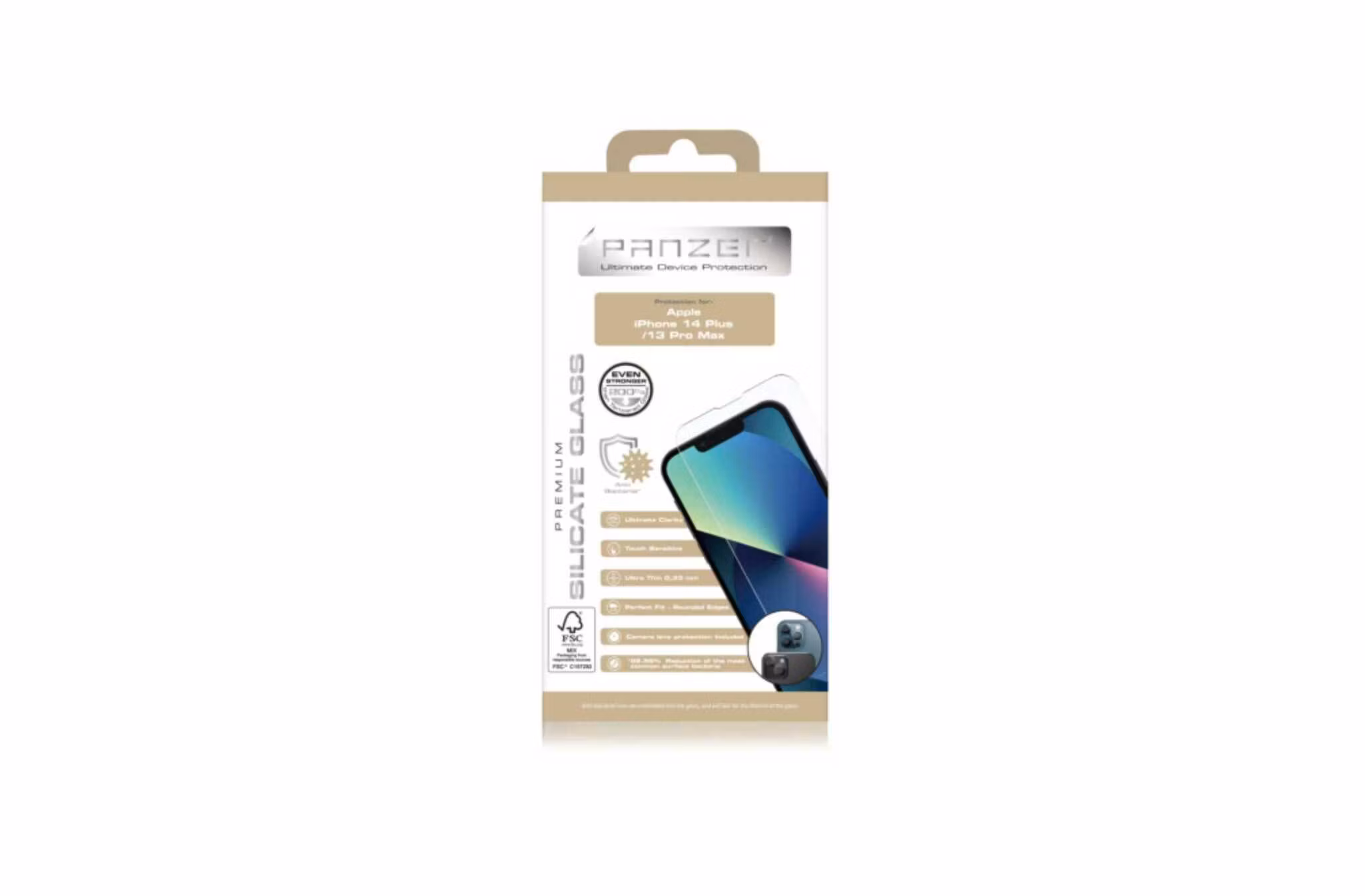iPhone 13 Pro Max / 14 Plus – PANZER® Full-Fit Skärmskydd i Silikatglas