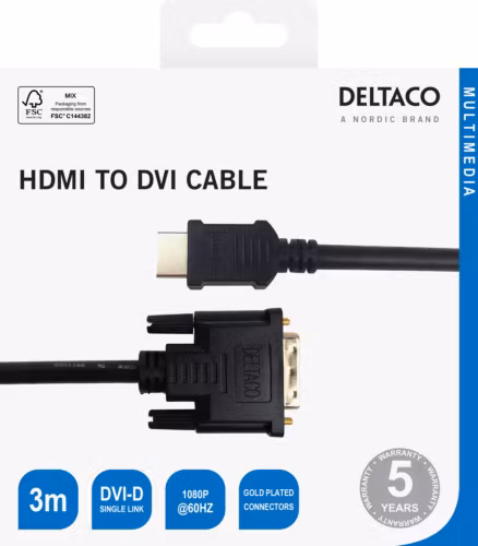HDMI till DVI-D kabel – hög kvalitet