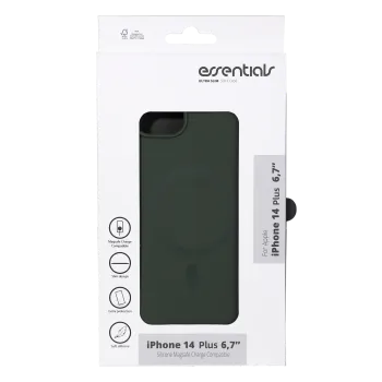 Essentials Silicone Mag Skal för iPhone 14 Plus – MagSafe, Grön