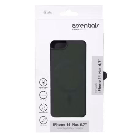 Essentials Silicone Mag Skal för iPhone 14 Plus – MagSafe, Grön