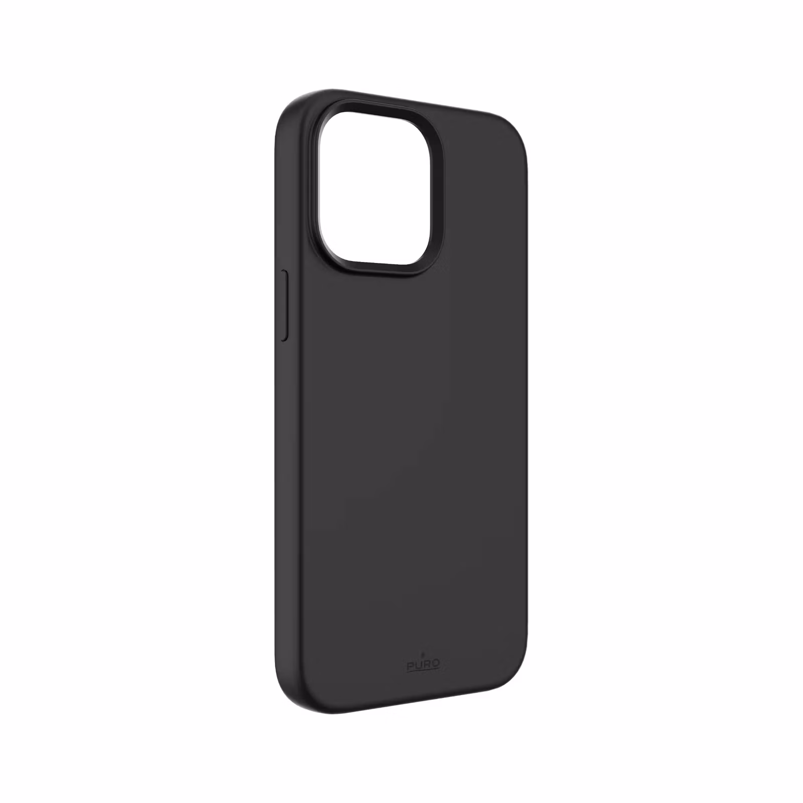 Puro Icon svart silikonskal för iPhone 14 Pro Max sett från sidan