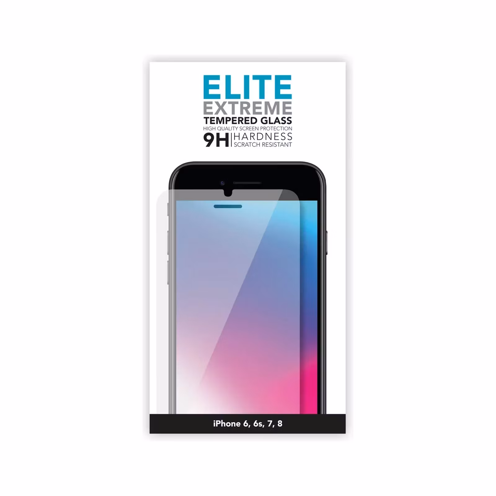 Elite Extreme skärmskydd i härdat 9H-glas för iPhone 6, 6s, 7, 8 och SE