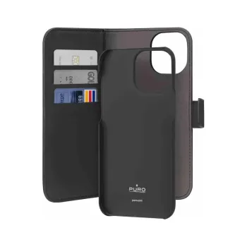 Puro Wallet Detachable 2-i-1 Plånboksfodral för iPhone 15 Pro Max – Svart