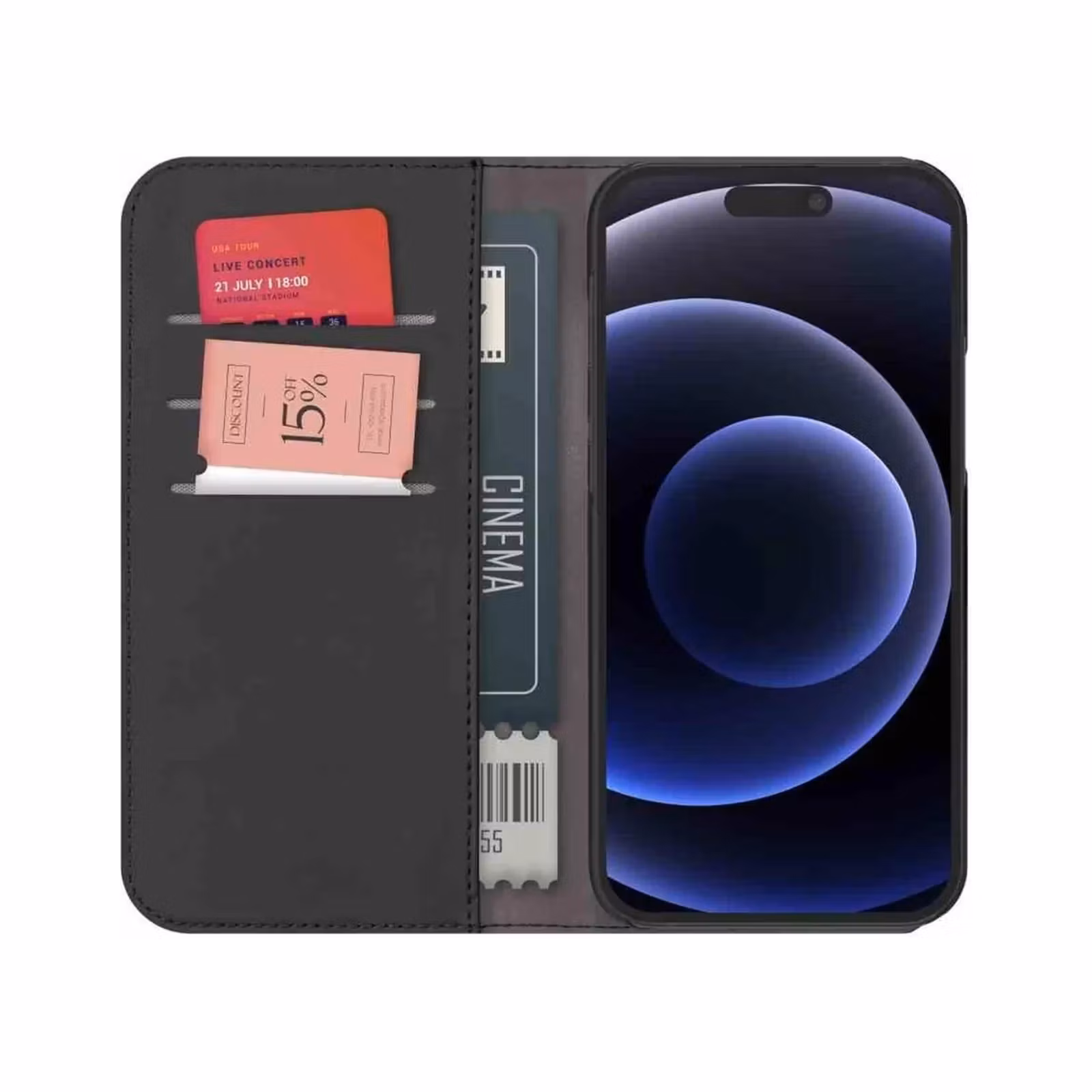 Puro Wallet Detachable plånboksfodral för iPhone 15 Pro Max med tre kortplatser och sedelfack