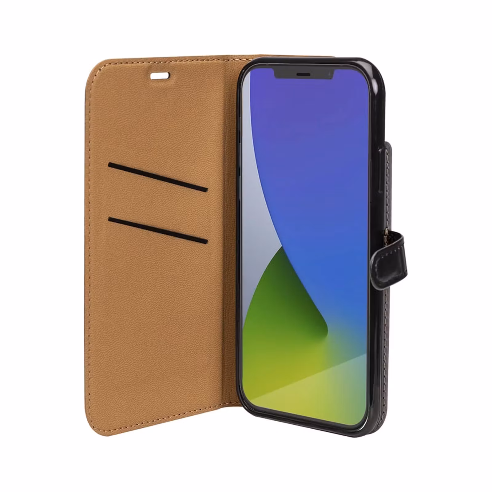Bigben svart foliofodral för iPhone 12 och 12 Pro med kortfack