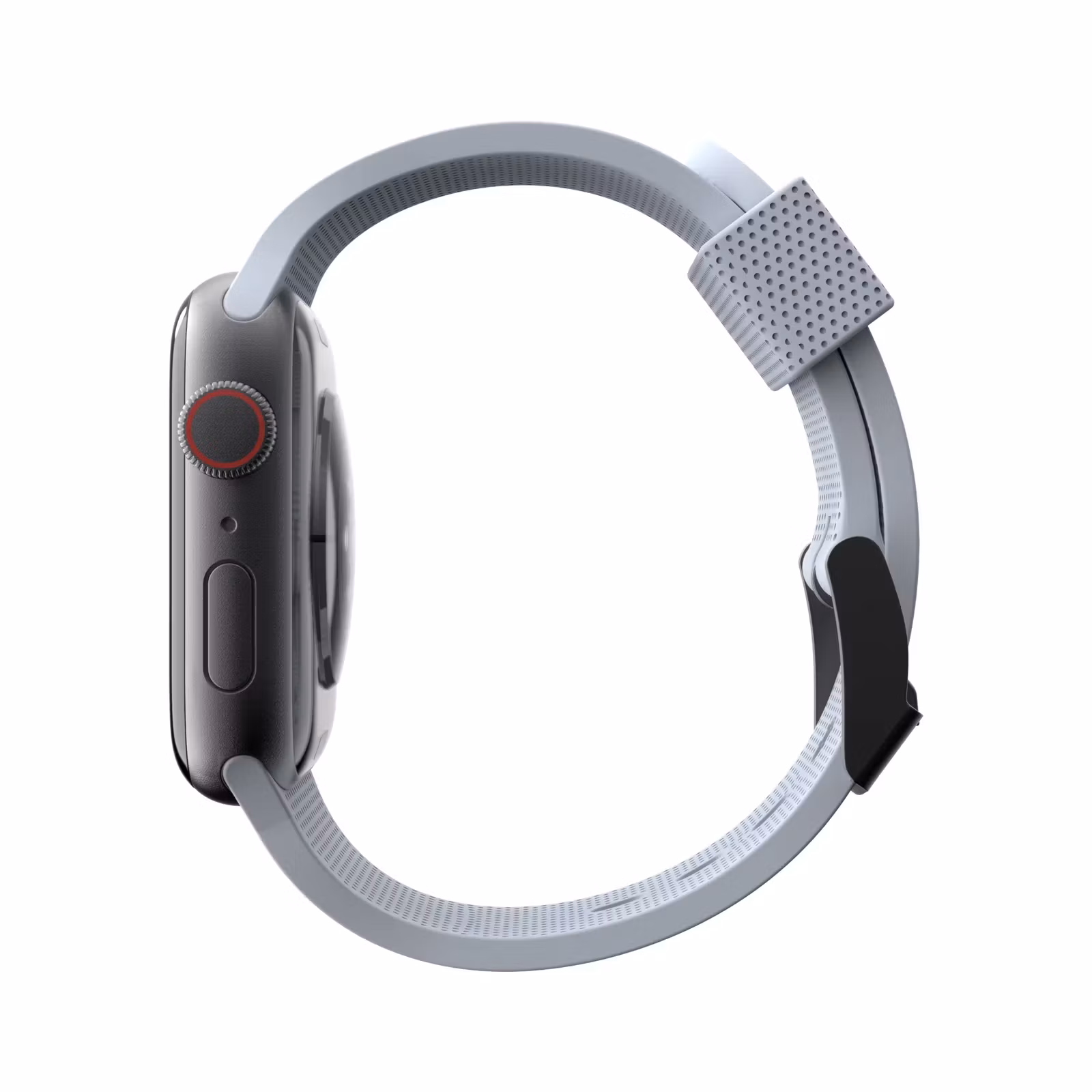 UAG Aurora Soft Blue silikonarmband för Apple Watch sett från sidan