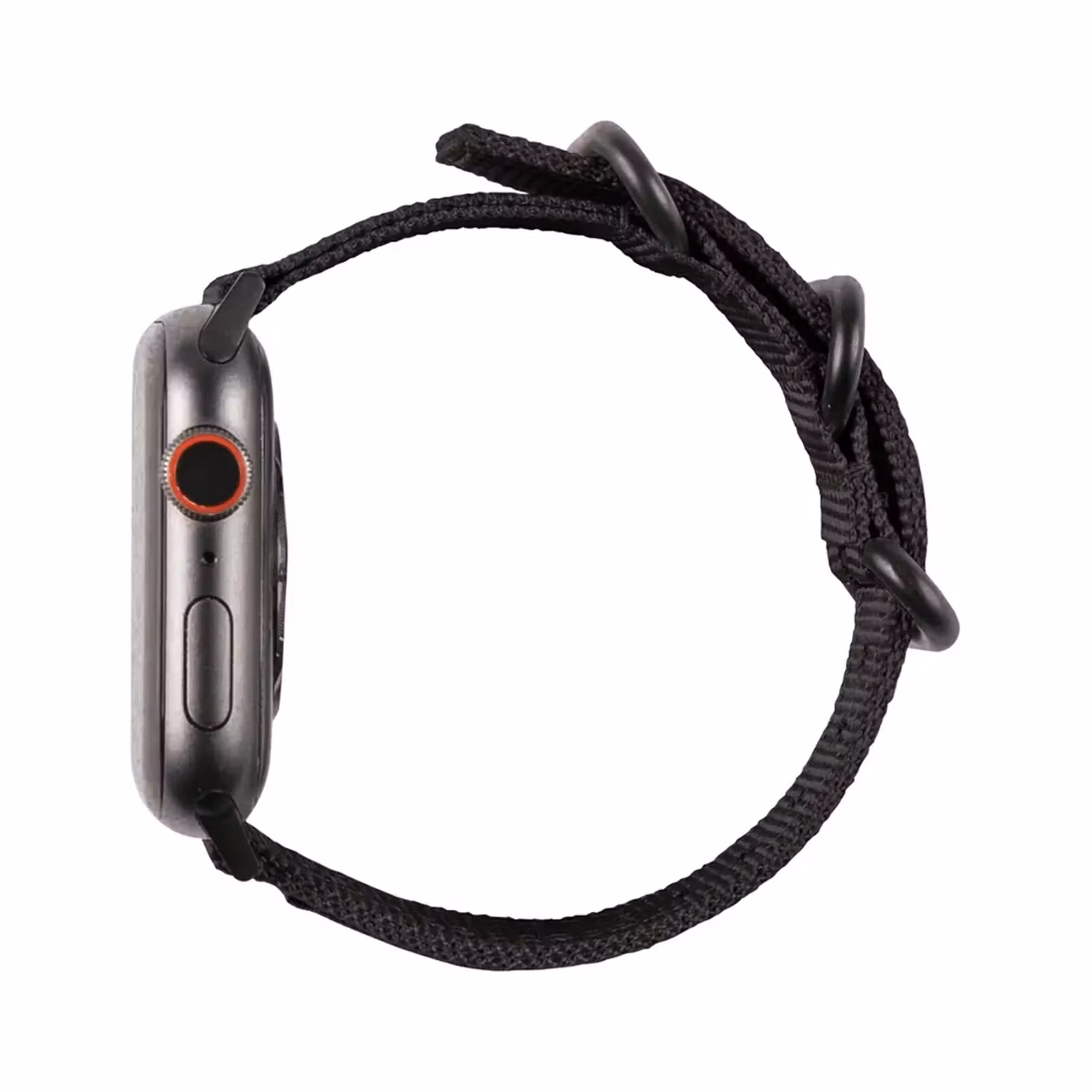 UAG NATO Eco Apple Watch-armband i svart sett från sidan