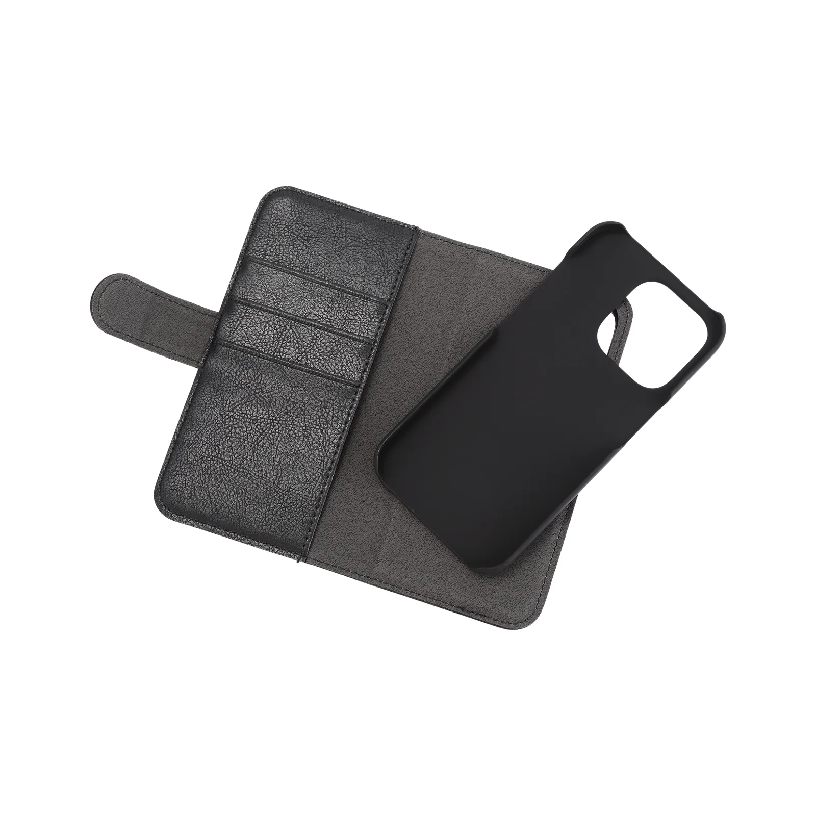 Essentials svart plånboksfodral för iPhone 14 Pro med tre kortplatser och löstagbart skal