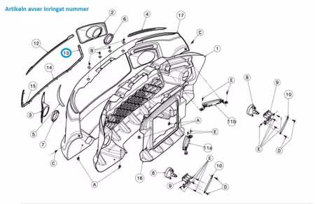 Krom detalj - Stötfångare grill fram höger - Ligier JS50 (Gen 1)