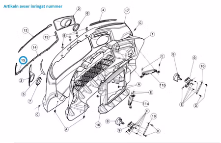 Krom detalj - Stötfångare grill fram vänster - Ligier JS50 (Gen 1)