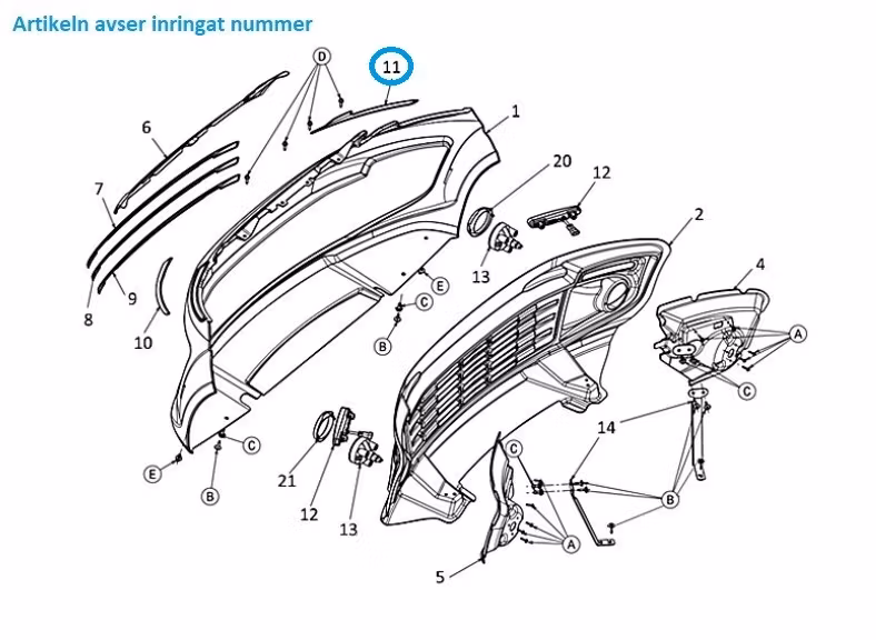 Krom detalj strålkastare höger fram - Ligier JS50 (Gen 2/3)