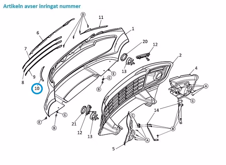 Krom detalj strålkastare vänster fram - Ligier JS50 (Gen 2/3)