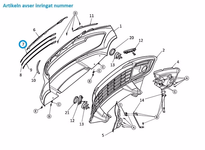 Upper kromlist front grille - Ligier JS50 (1412529)