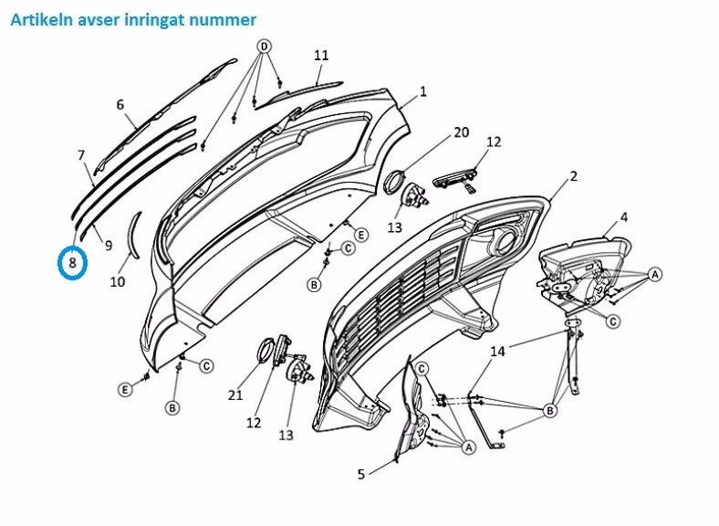 Mittersta kromlist främre grill - Ligier JS50 (1412530)