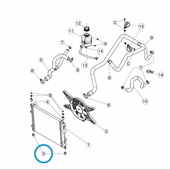 Kylarfäste nedre - Ligier/ Microcar / JDM / Bellier