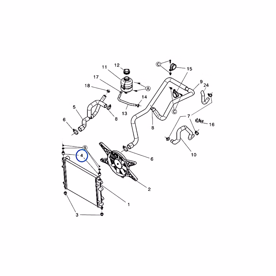 Kylarfäste övre - Ligier/ Microcar / JDM / Bellier