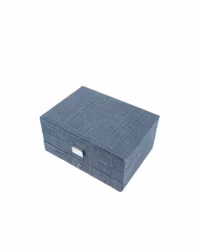 Jewelry box square Belgian linen Midnight blue