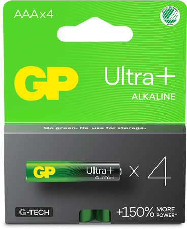 GP Ultra Plus Alkaline AAA-batteri, LR03, - 4-pack