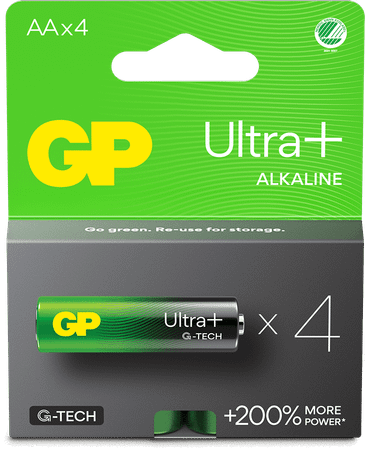 GP Ultra Plus Alkaline AA-batteri, LR06, - 4-pack