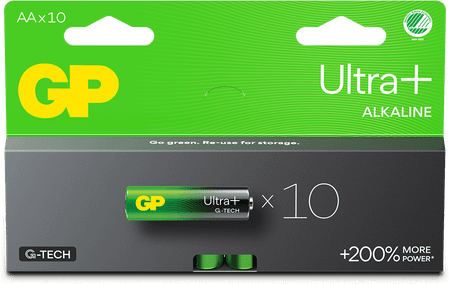 GP Ultra Plus Alkaline AA-batteri, LR06, - 10-pack