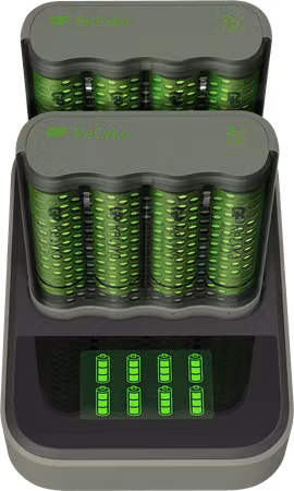 GP ReCyko 2st Speed Batteriladdare med laddstation + 8st AA 2600mAh