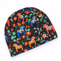 Mössa dalahäst, flerfärgad/svart