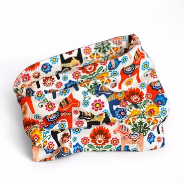 Halsbuff dalahäst, flerfärgad/vit