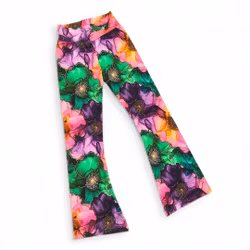 Utsvängda leggings, Neon-blommor