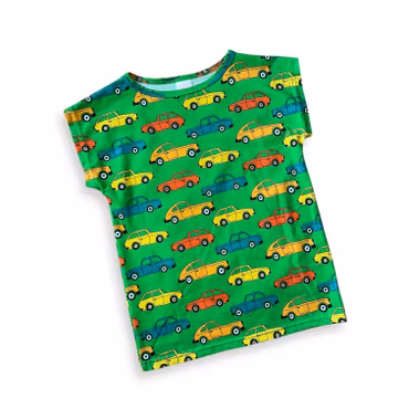 Retro T-shirt, bilar grön