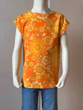 Retro T-shirt, blossom orange/gul