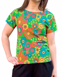 Retro topp vuxen, Liv grön/multi