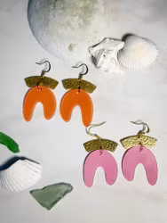 Korall Øresmykker – Håndlagde Øredobber i Rosa og Oransje