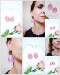 RoseDugg Øreringer med Ekte Roseblader og Øreringer belagt med 18k gull