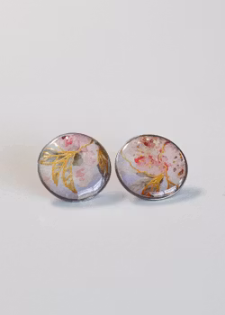 Gåte – Øredobber i rosa, gull og lavendel