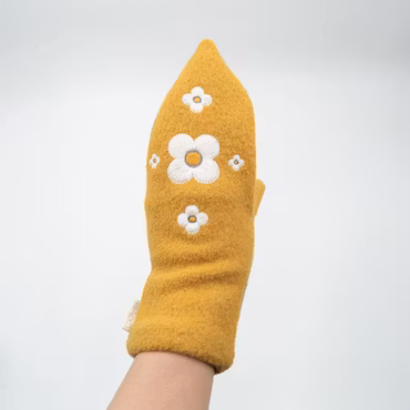 Hulder – Votter i gul/hvit/grå str Dame