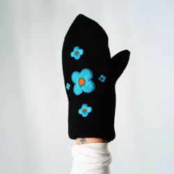 Hulder – Barnevotter i sort/turkis str 9-11