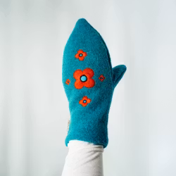 Hulder – Votter i turkis/oransje str Dame