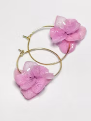 Hortensia Pixie Fiolett– Små Gullbelagte Øreringer med Ekte Hortensiablomster