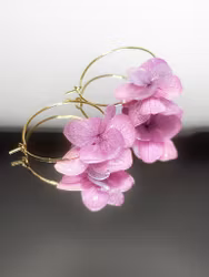 Hortensia Pixie Fiolett– Små Gullbelagte Øreringer med Ekte Hortensiablomster