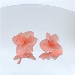 Hortensia Alv Fersken - Øresmykker Laget av Ekte Tørkede Hortensiablomster  og Ørestikker belagt med Ekte Sølv