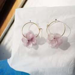 Hortensia Pixie Mauve – Gullbelagte Øreringer med Ekte Hortensiablomster