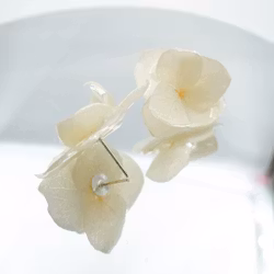 Hortensia Alv Amplia Kremhvit– Øresmykker Laget av Ekte Hortensiablomster