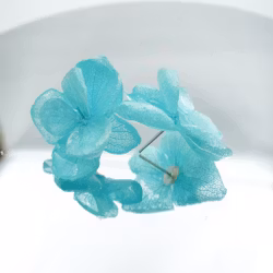 Hortensia Alv Amplia Turkis– Øresmykker Laget av Ekte Hortensiablomster