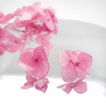 Hortensia Alv Rosa - Øresmykker Laget av Ekte Hortensiablomster