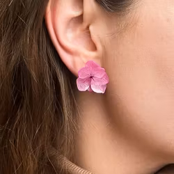 Hortensia Alv Rosa - Øresmykker Laget av Ekte Hortensiablomster