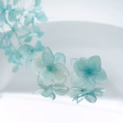Hortensia Alv Mint–  Øresmykker Laget av Ekte Hortensiablomster
