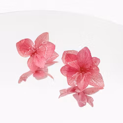 Hortensia Alv Varm Rosa - Øresmykker Laget av Ekte Hortensiablomster