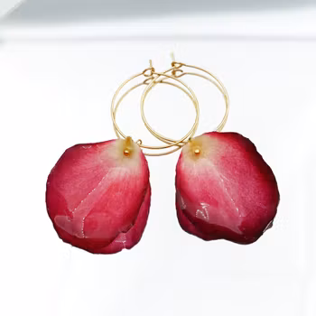 Valkyrieroser Røde - Øreringer med Ekte Roser