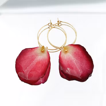 Valkyrieroser Røde - Øreringer med Ekte Roser